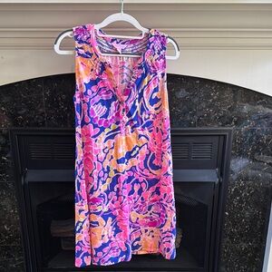 Lilly Pulitzer Pink and Blue Sleeveless V-Neck Sundress